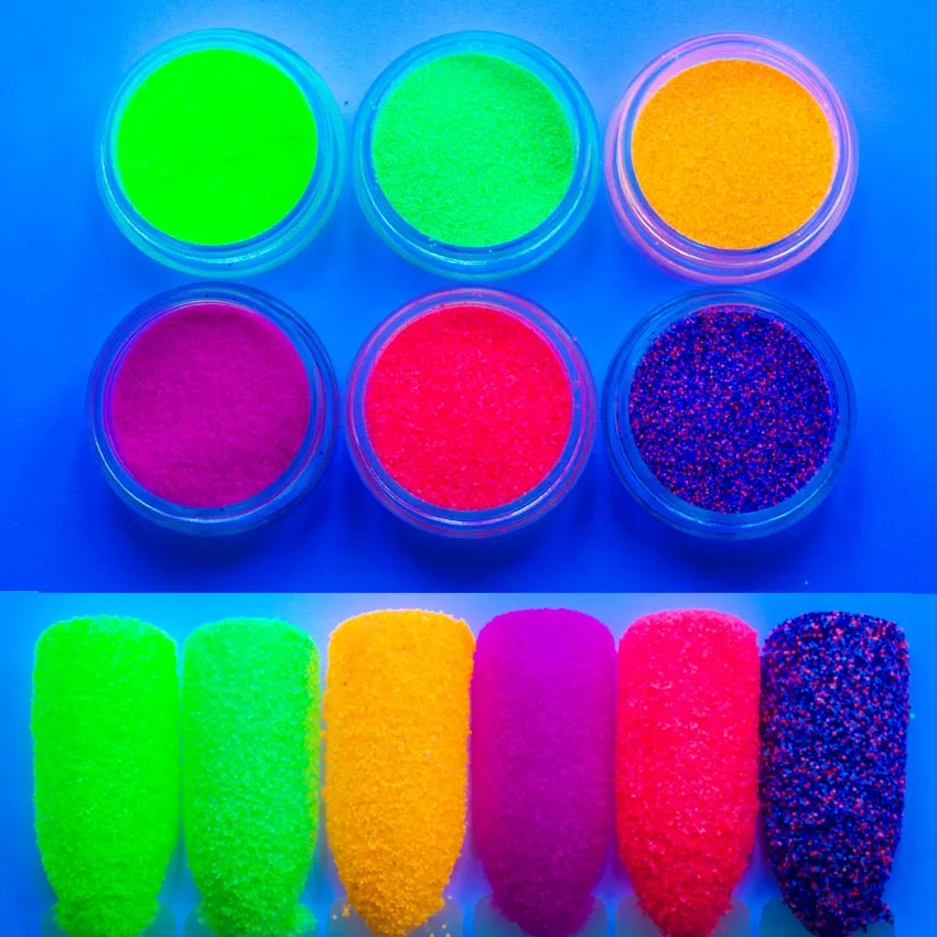 1 коробка Неон фосфор блеск для ногтей яркие флуоресцирующие пудра маникюр под