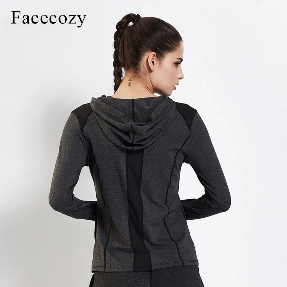 Facecozy, Женская Весенняя Толстовка с длинным рукавом, Толстовка для йоги, быстросохнущая, дышащая, для девушек, для бега, спортивные топы, Женская куртка для фитнеса