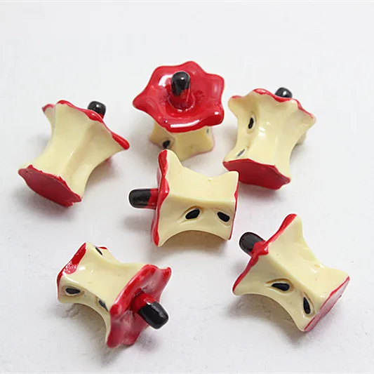 

10 шт 3D милые поддельные яблоки ядро смолы миниатюрные продукты питания DIY декоративное ремесло изготовление, 13*15*17 мм