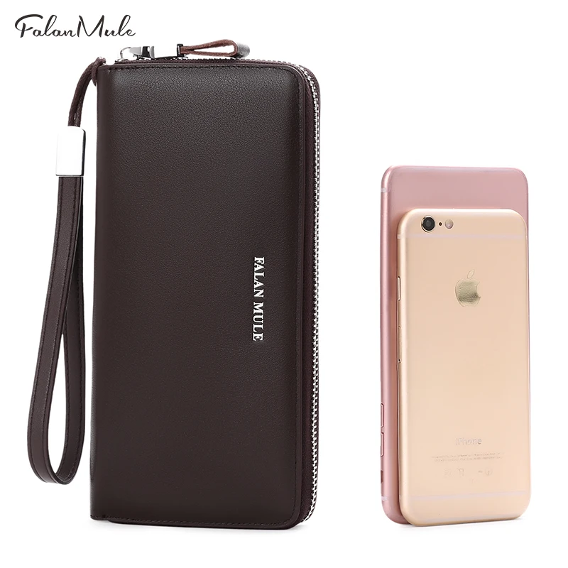 FALAN МУЛ Деловые Мужчины Кошельки Длинные Молнии Мужской Кошелек Из Натуральной