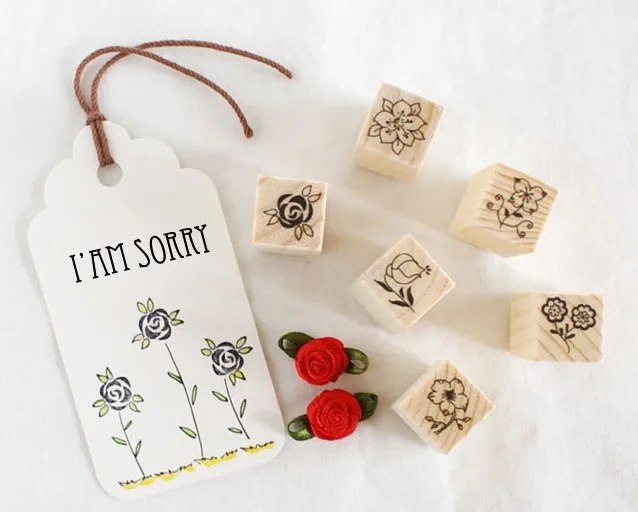 12 шт./компл. Ассорти Ретро винтажный цветочный узор деревянный резиновый альбом