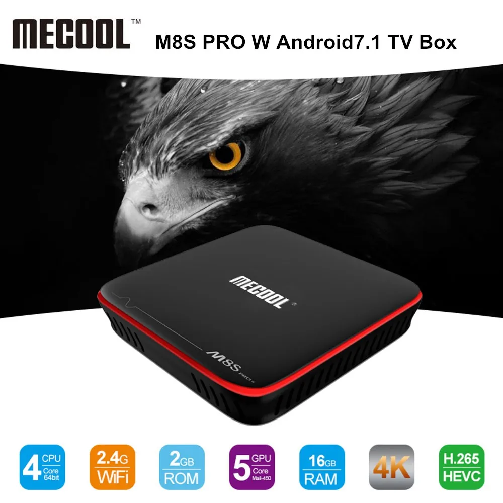 Mecool M8S Pro W Android 7.1 ТВ Box Amlogic S905W Процессор 4 ядра 2 ГБ Оперативная память DDR4 16 Умные