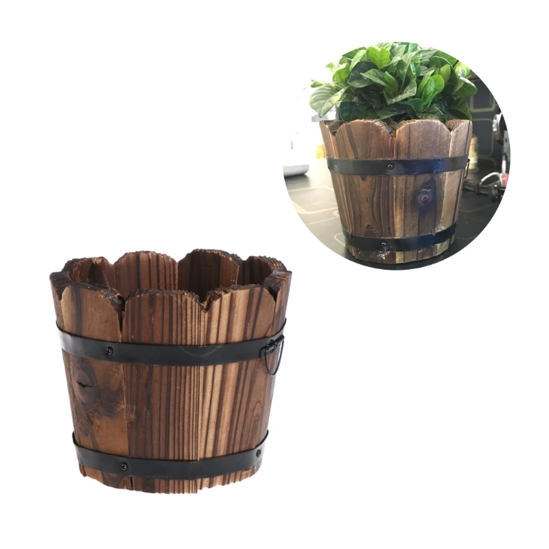 OOTDTY Ретро круглая деревянная фоторамка для украшения дома и сада|wooden flower pot|pot