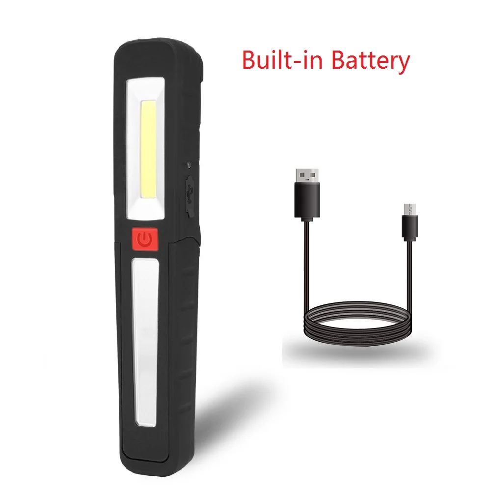 Built-in Battery 3 режима COB фонарик Портативный Фонарик светодиодный магнитный Авто Ремонт рабочий свет Фонари 360 градусов поворотный крюк подвесной фонарь лампа - Испускаемый цвет: Built-in Battery