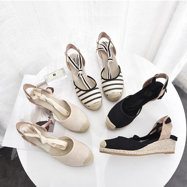 

5cm wedge heel women 2019 summer espadrilles sandals