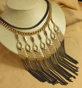 The latest models of luxury style nightclub exaggerated black tassel necklace | Украшения и аксессуары