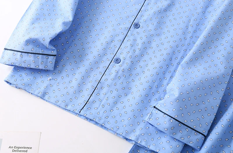 Man Autumn Winter Long-sleeved Trousers Pajama Set Striped Cotton Turn-down Collar Men's Pajamas Sleeping Wear Men Sleepwear