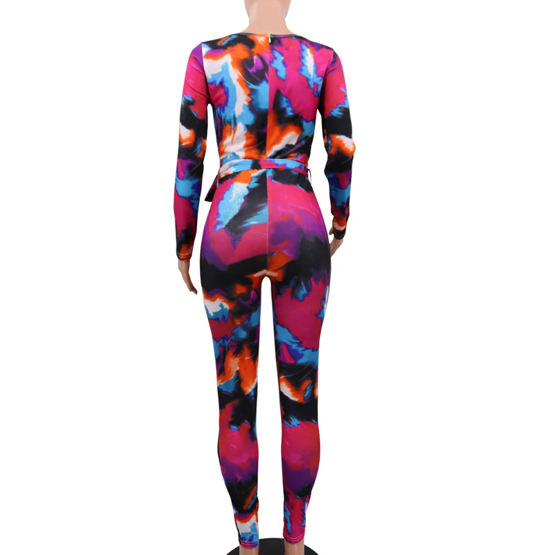 

new women's print jumpsuit nightclub sexy tight jumpsuit color print one-piece pants