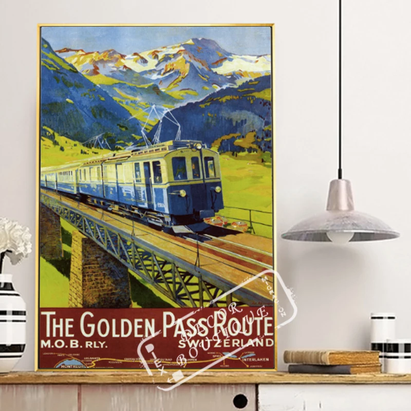 Винтажный постер для путешествий Швейцария показ Монтре классические картины на