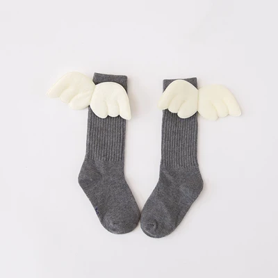 C880 deep grey Детские носки весенне-осенние Хлопковые гольфы для девочек мягкие гольфы для малышей с крыльями ангела, Детские От 0 до 10 лет грелка для ног для девочек - Цвет: C880 deep grey