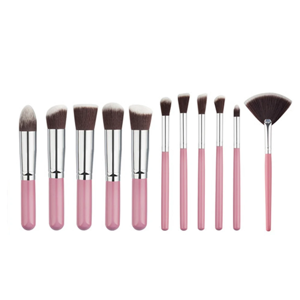 11pcs Professional Makeup Brushes Tools Set Pinceis De Maquiagem Pink Organizer Use Wood Metal Nylon Palette For Brush | Красота и