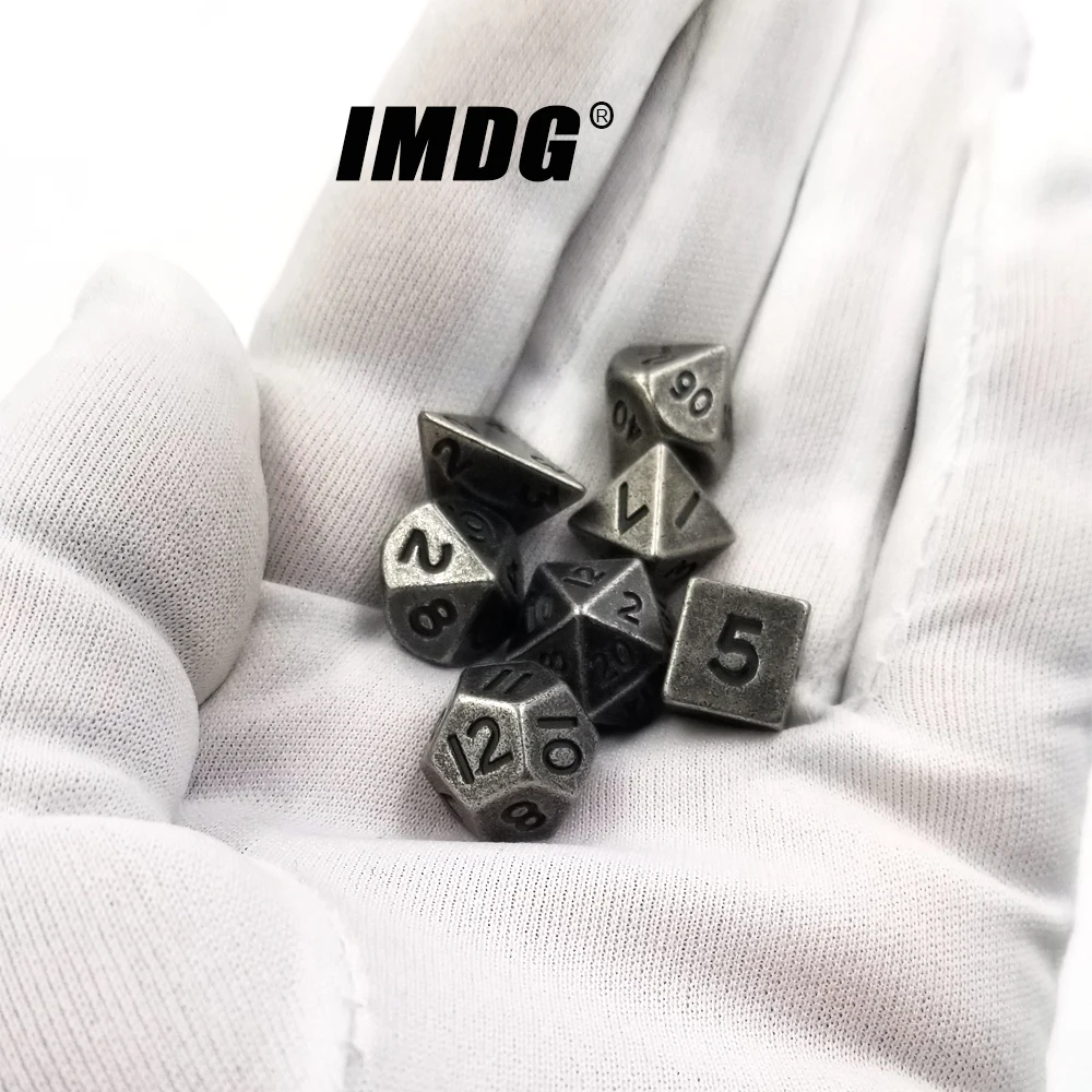 IMDG 7 шт./компл. мини ролевые игры кости многогранник металлические игральные кубики DND различных мелких цифровой игра в кости