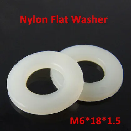 

200pcs M6*18*1.5 Nylon Flat Washer DIN125 Plastic Ring Gasket