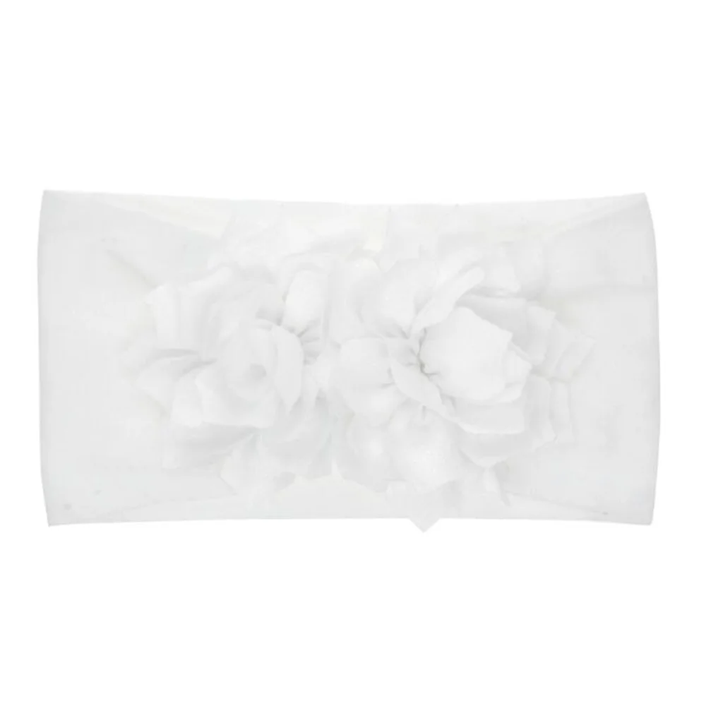 Style A-White Милая детская Цветочная широкая нейлоновая повязка на голову бант из нейлона головные обертывания мягкие эластичные ленты для волос Детские аксессуары для волос в виде тюрбана - Цвет: Style A-White