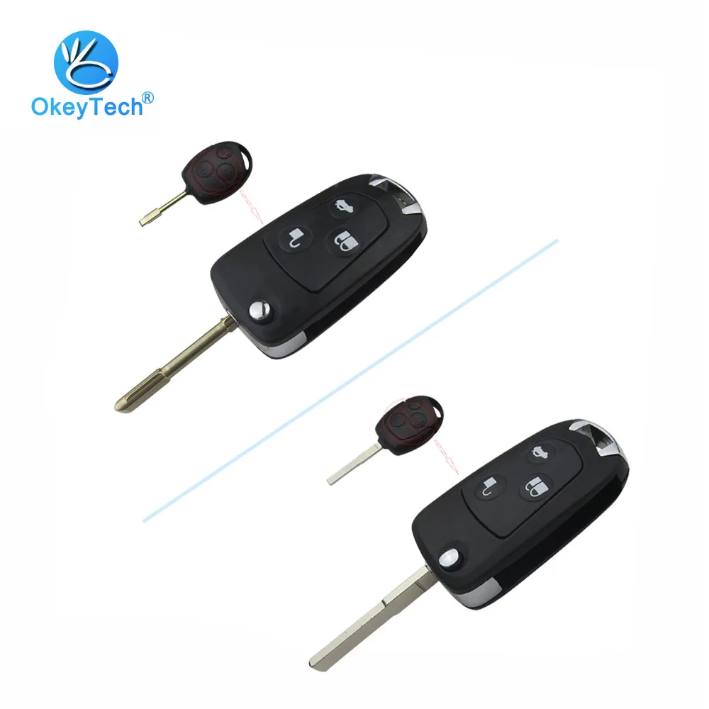 OkeyTech для Ford модифицированный ключ 3 Buton FO21/HU101 лезвие Флип складной для Ford Focus Mondeo Fiesta C-MAX Fusion Transit KA