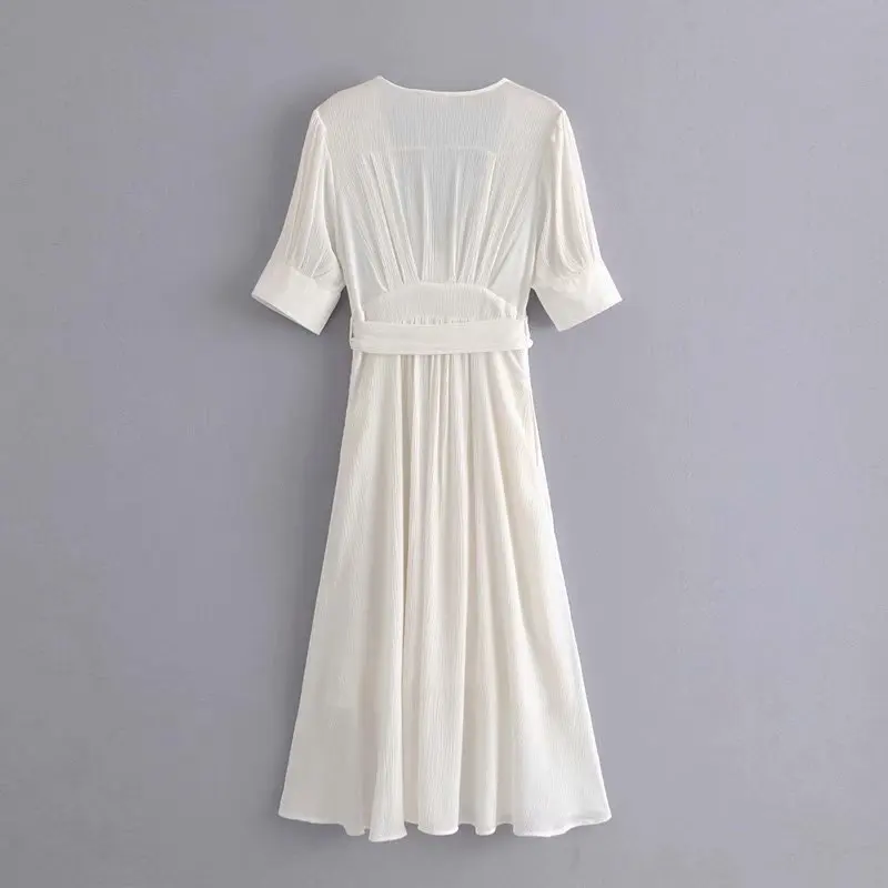 2019 весеннее модное женское платье с поясом тонкое однотонное v образным вырезом и