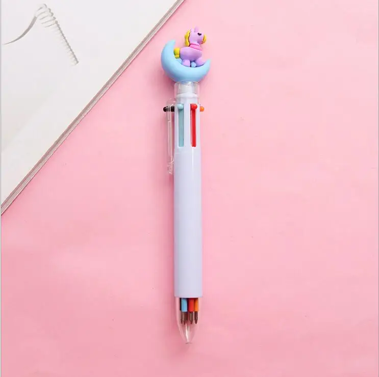 D 1 шт 10 видов цветов Kawaii милые Единорог шариковая ручка граффити рисунок раскрашенный шар шариковая гелевая ручка для детей школьные канцелярские принадлежности - Цвет: D