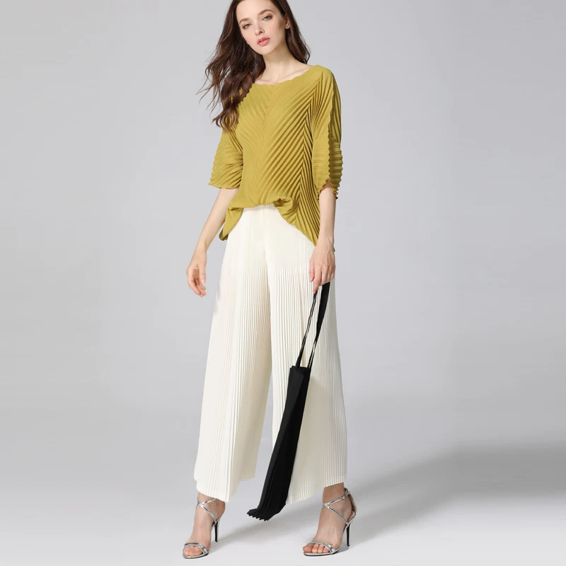 Changpleat новые женские свободные футболки топы miяка плиссированные модные