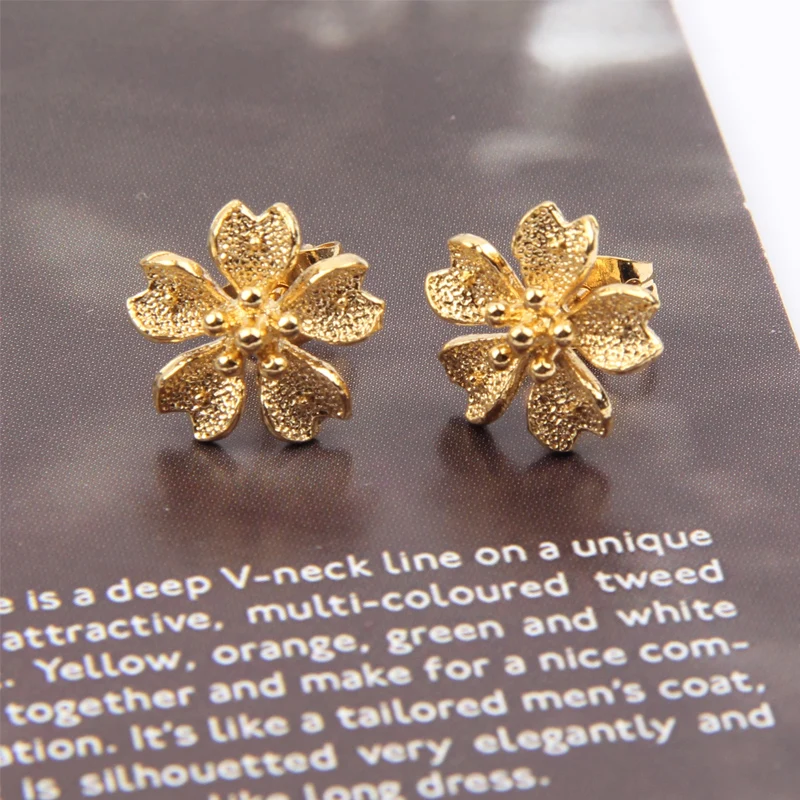 1Pair GoldPlated Fashion Flower Stud Earrings For Women wedding party Gift Ear Jewelry | Украшения и аксессуары