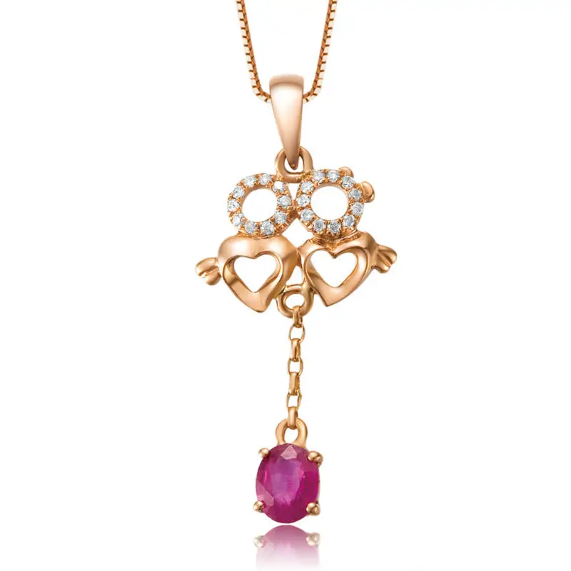 Новый стиль GVBORI 2017 новое ожерелье из розового золота с рубинами и алмазами