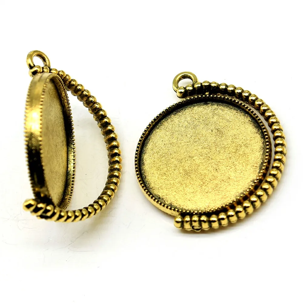 

5pcs 5 Colors Fit 20mm 25mm 30mm Cabochon Base Setting Double Sided Rotatable Setting Base For Jewelry Making Fingdings
