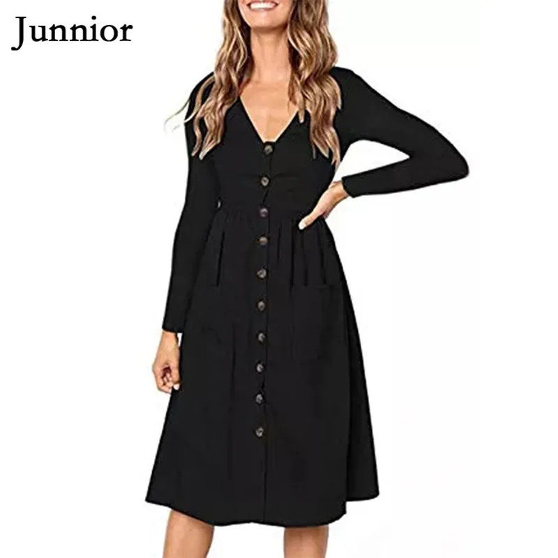 Женские повседневные платья с длинными рукавами глубоким v образным вырезом на