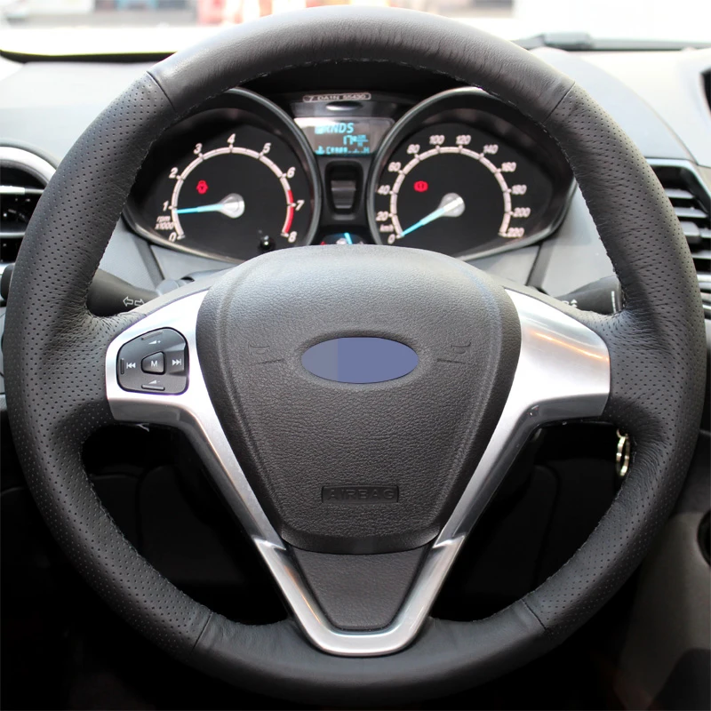 APPDEE черный искусственная кожа рулевого колеса автомобиля крышка для Ford Fiesta 2013