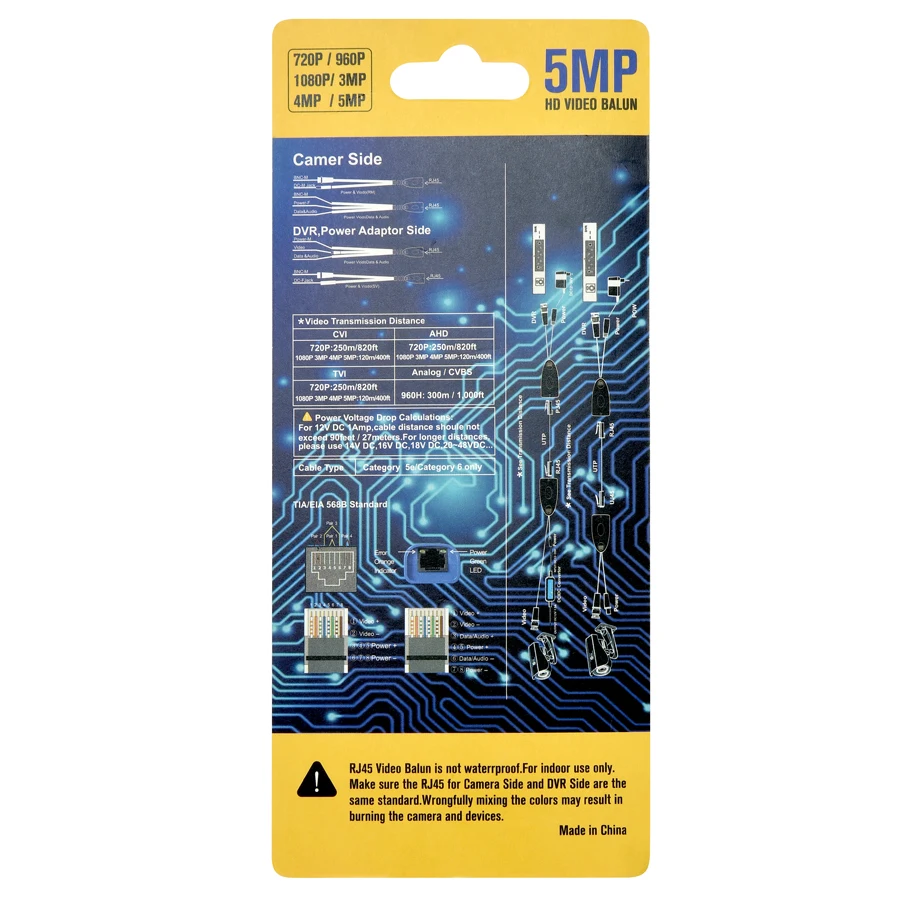 Hamrolte RJ45 HD видео балун 1CH пассивный Мощность Симметрирующий трансформатор для 5MP/4MP/1080 P/720 P CVI TVI/AHD/CVBS камера Cat5/5e/6 видео балун