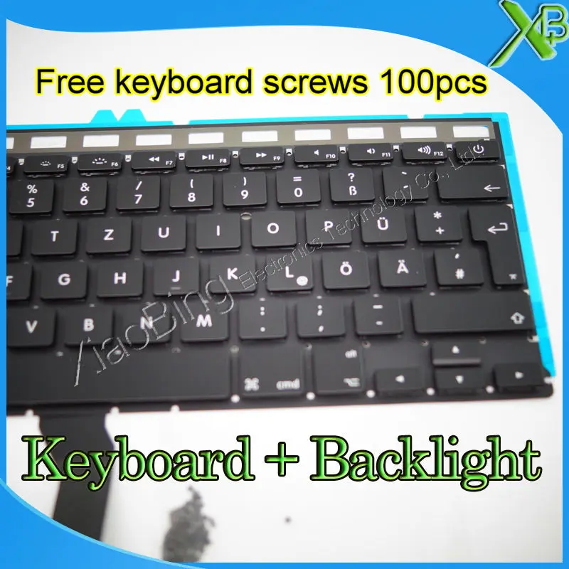 Новая немецкая клавиатура Deutsch QWERTZ tastaur + Подсветка винты для MacBook Air 13 3 &quotA1369 A1466 2010