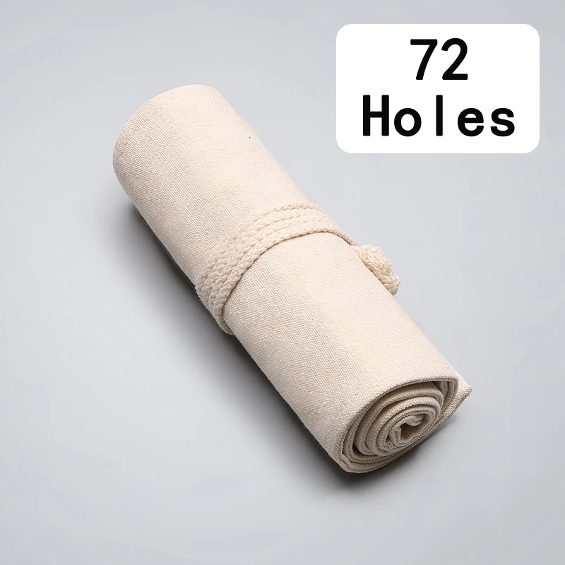 Beige 72 holes Натуральная холстяная Карандаш Чехол Roll Up ручка держатель чехол для Цветные карандаши многоцелевой Чехол арт органайзер для карандаш художника Обёрточная бумага - Цвет: Beige 72 holes