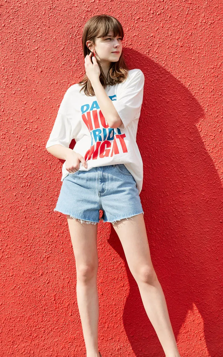 Vero Moda с буквенным принтом хлопок круглый вырез с короткими рукавами | 319201557