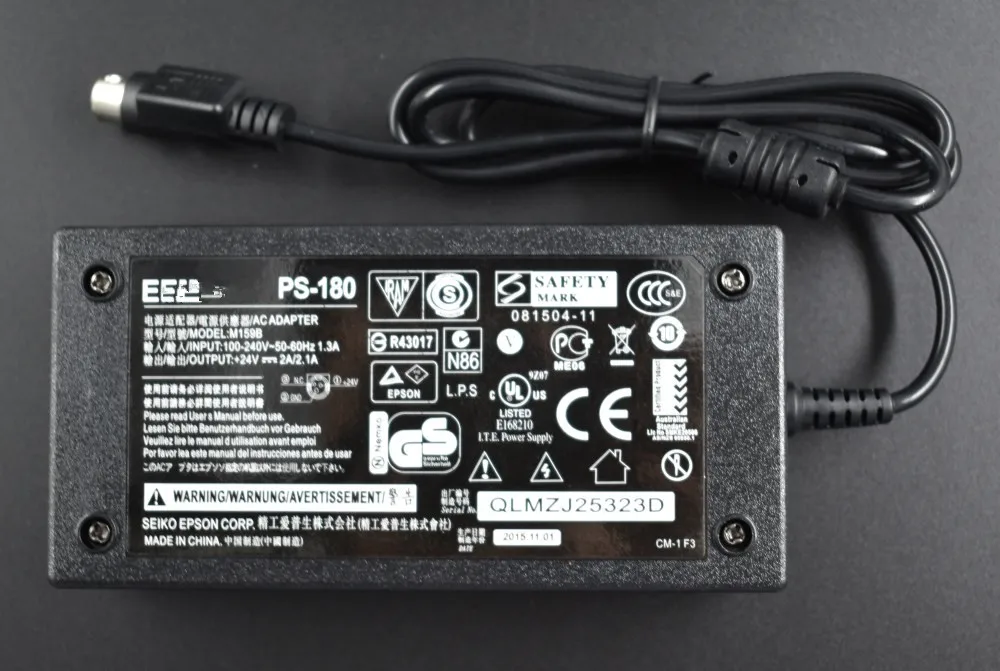 PS 180 адаптер переменного тока источник питания M159B 24V 2.1A для Epson чековый