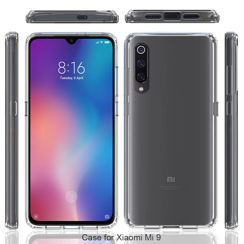 Для Xiaomi mi 9 чехол mi 9 Lite TPU бампер жесткий PC акриловый прозрачный Кристальный чехол для телефона для Xiaomi mi 9 Lite прозрачный чехол