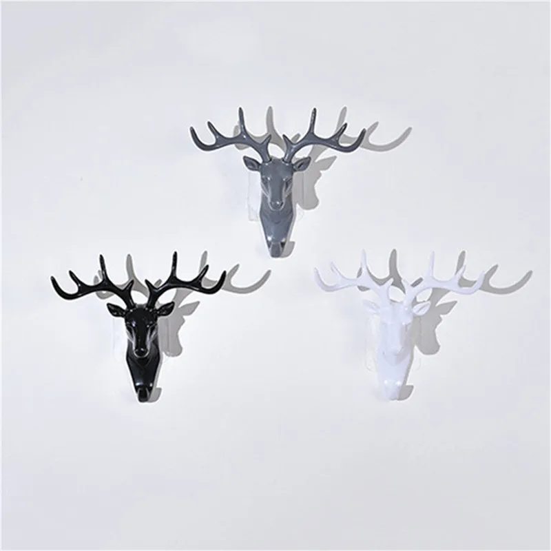 

Creative Deer Head Hanging Hook Antlers Modeling Living Room Wall Door Decoration Key Hooks Holder Clothes Handbag Rack Hanger