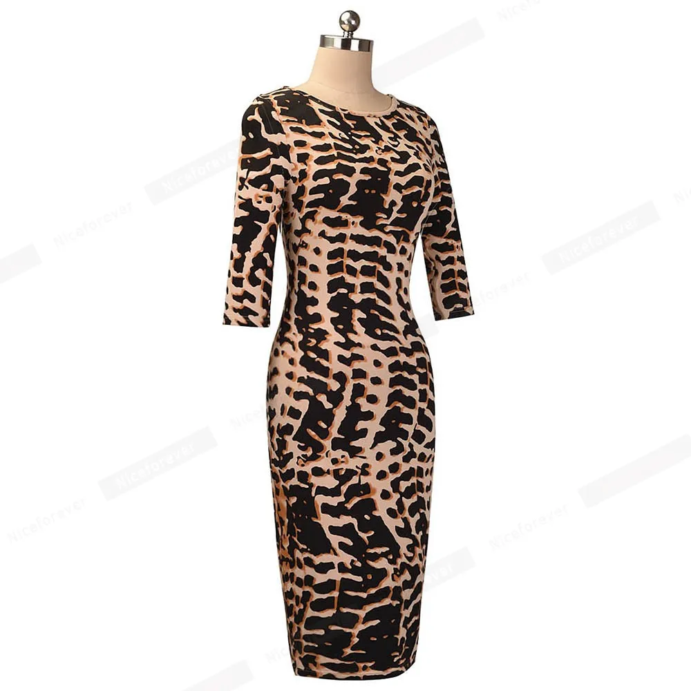 Повседневное деловое офисное платье с леопардовым принтом женское узкое