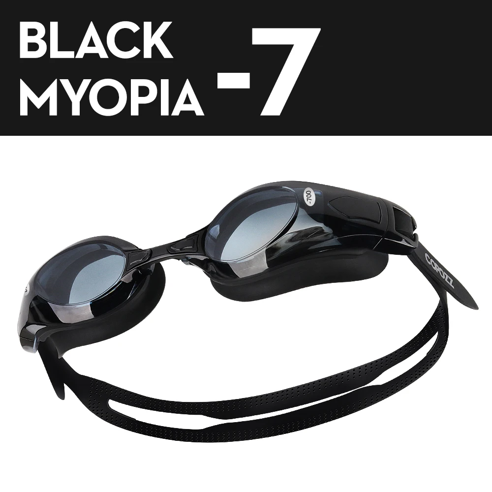 Myopia Black -7 COPOZZ близорукость плавательные очки для мужчин и женщин для взрослых от 0 до 1,5 до-8 двойные Анти-туман УФ Protecion плавательные очки Pro диоптрий Zwembril - Цвет: Myopia Black -7
