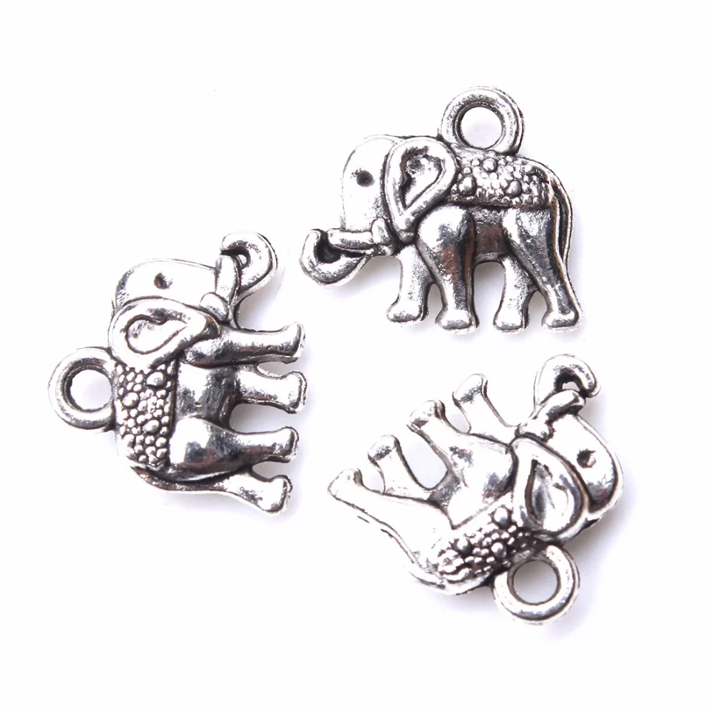 10 шт./лот 12*13 мм милая подвеска в виде слона из сплава античный серебряный браслет