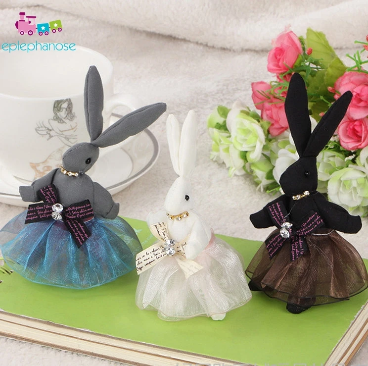 Kawaii вуаль из тюля платье кролик длинное ухо Кролик Мини Кукла Мягкие плюшевые