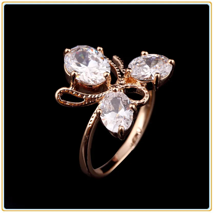 Серьги/кольцо с фианитами женские комплект ювелирных украшений из розового