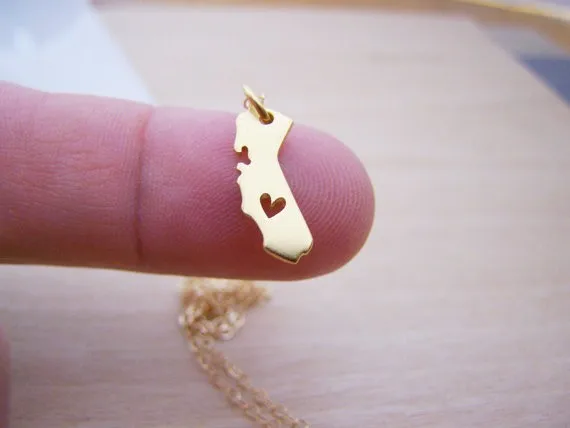 Ожерелье с изображением калифорнийской карты ожерелье сердцем США штат ка