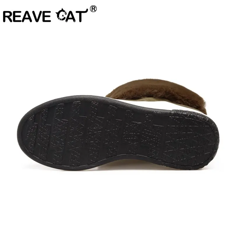 

REAVE CAT Fashion Plush Women boots Keep warm Ankle boots for women Waterproof Snow boots Winter Plus size Female mujer A087