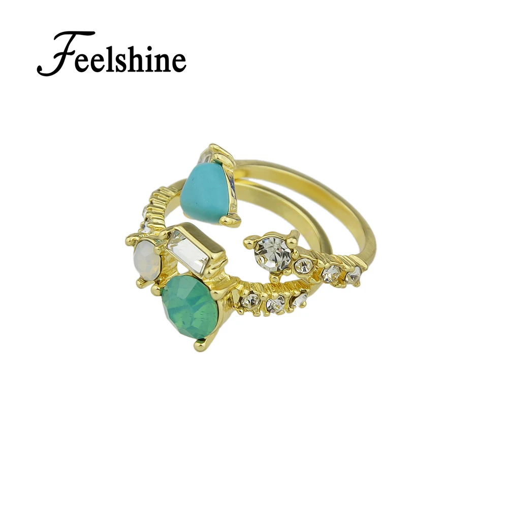 Feelshine 2 предмета/партия богемный Стиль золото Цвет со стразами синий Бусины