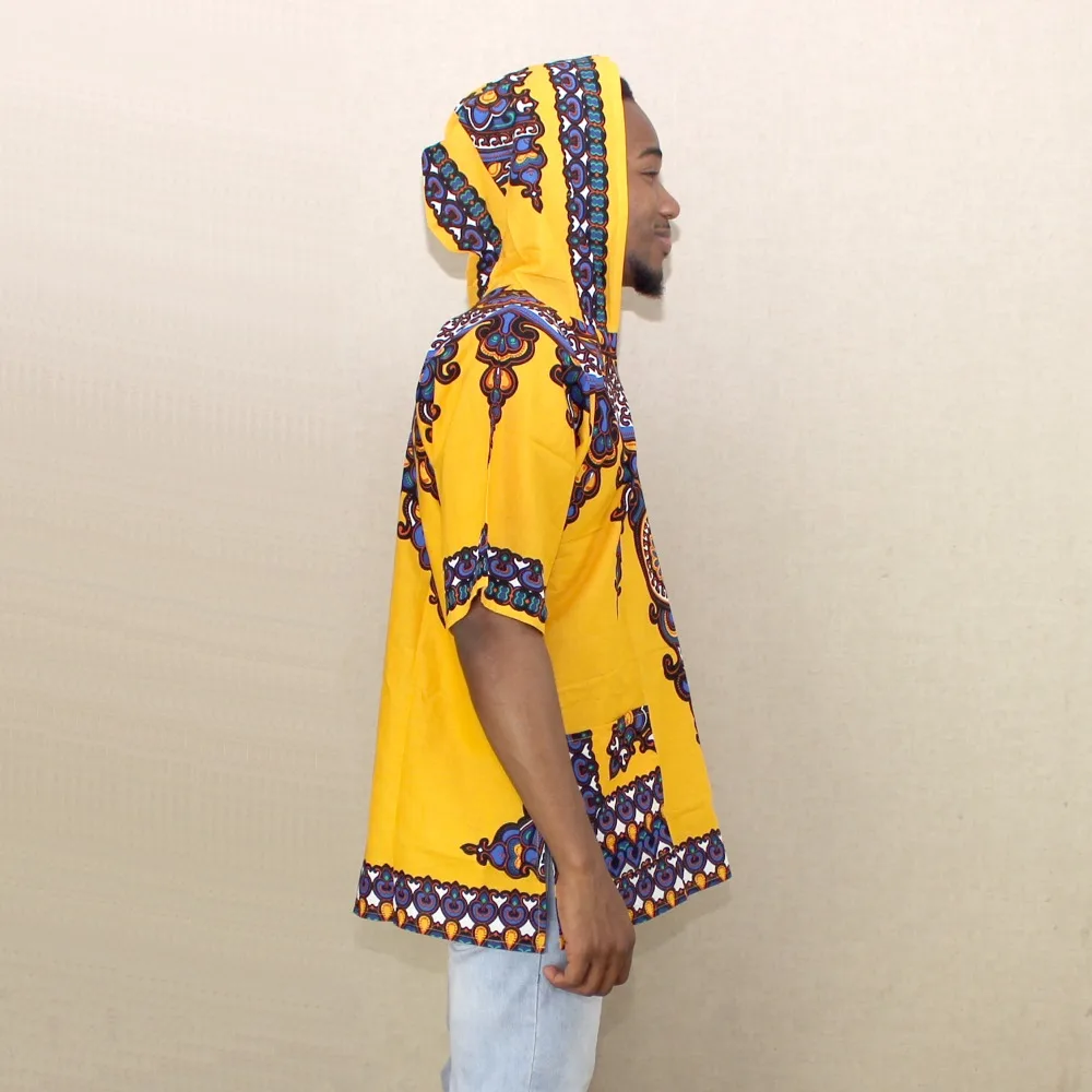 Dashikiage желтая Мужская хипстерская хип хоп африканская Дашики ткань удлиненная