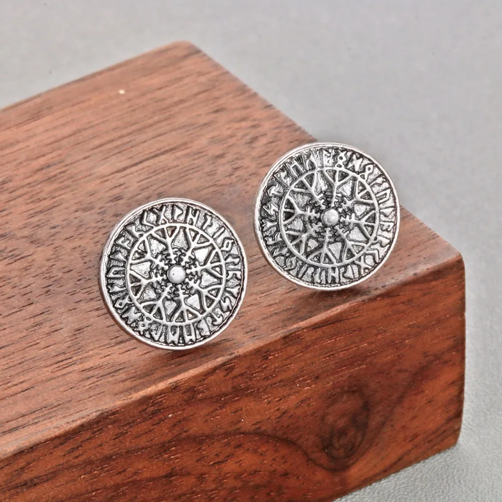 Коловратные серьги женские QIMING с символами языческой культуры викингов ретро мужские украшения амулет славянский символ круглые студы северный воротник мужской.