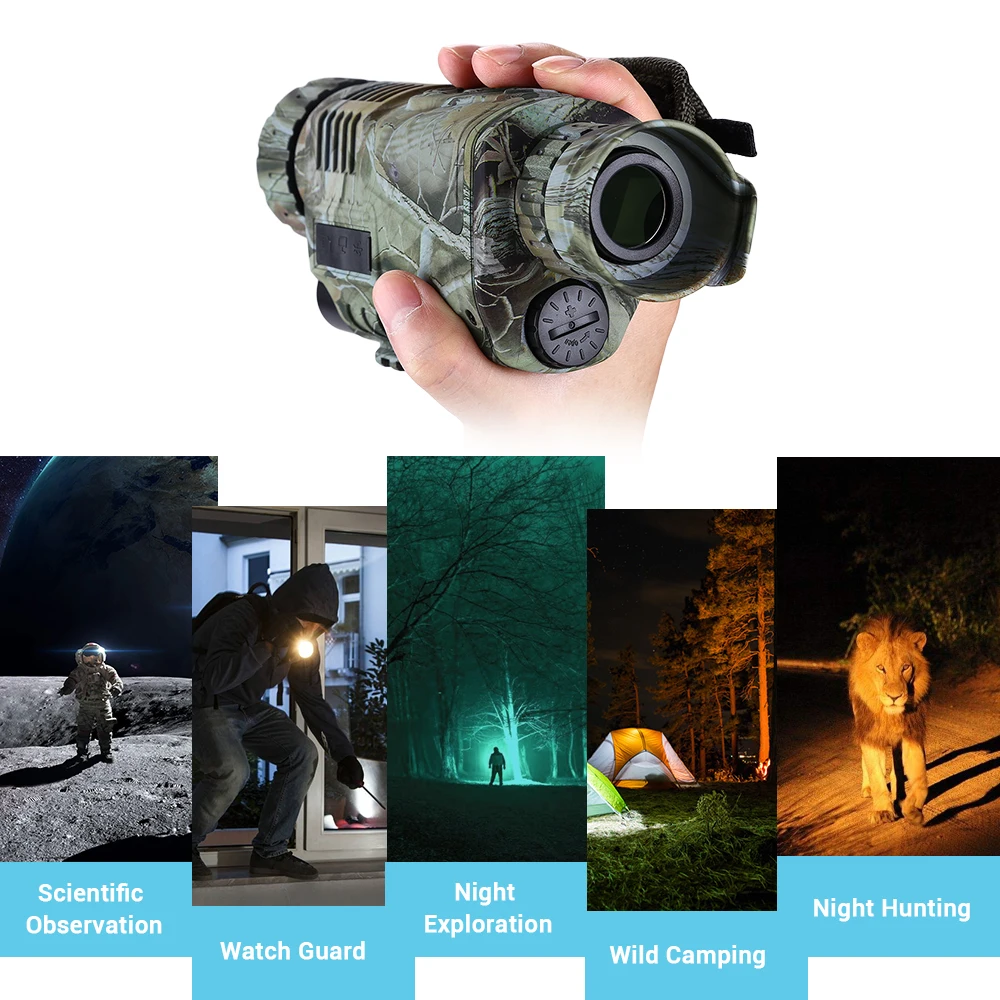 High Quality 5x40 Night Vision Monocular Digital IR Recorder 200m Range Photo Video Recording Free 8GB DVR for Hunting Security