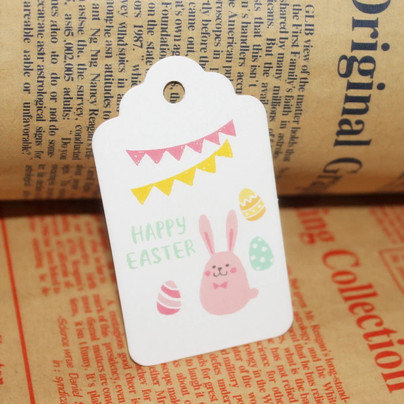 50 шт./лот Пасхальный кролик бирки из крафт бумаги этикетки сделай сам свадебные