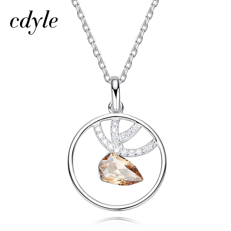 Cdyle 925 Стерлинговое серебро рога кулон украшенный кристаллами Девушки Bijoux
