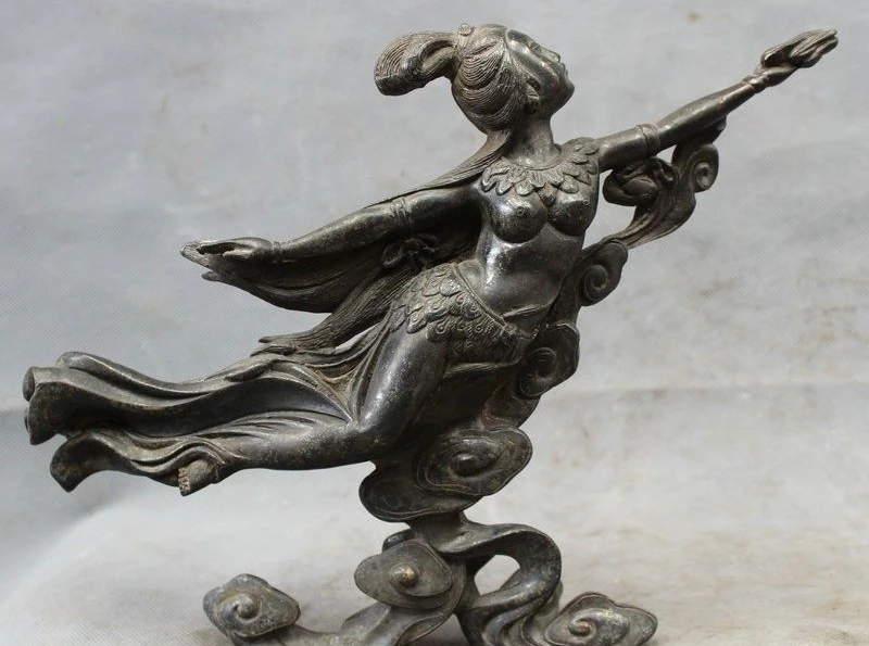 12 &quotКлассический Китайский Чистая Бронза Медь Belle Фея Богиня Статуя