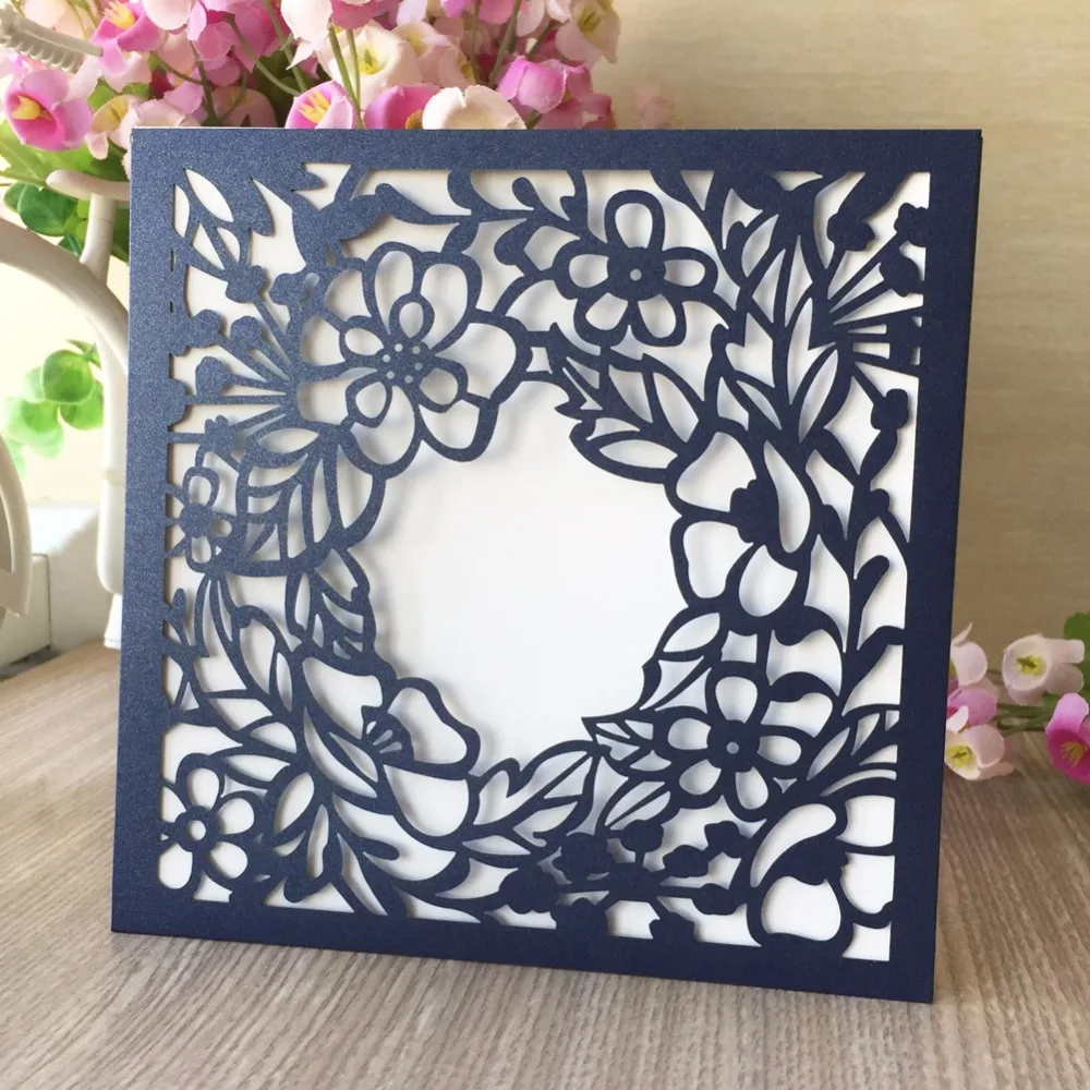 

20Pcs/Lot Exquisite flower pattern Wedding Invitation Card Event&Party Supplies Greeting Blessing Card