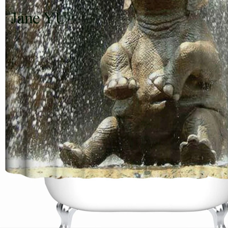 JaneYU Happy Elephant 3D цифровая печатная Толстая Водостойкая полиэфирная занавеска для
